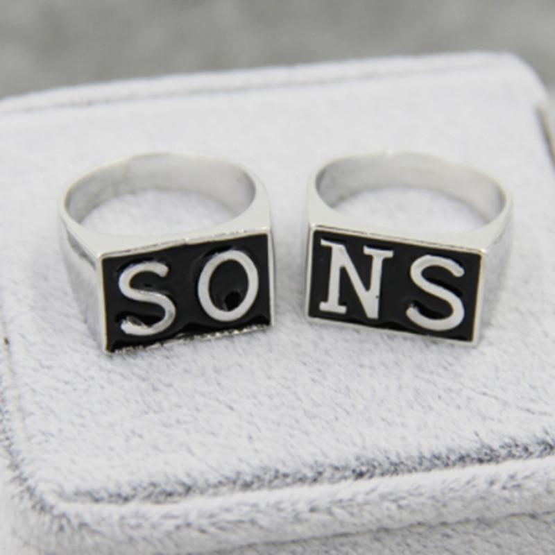2Pcs The Sons Of Anarchy Rings Men Rock Punk Cosplay Costume Silver Size 8-13 Harley Motorcycle Ring Finger