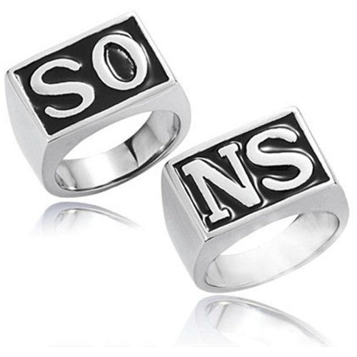 2Pcs The Sons Of Anarchy Rings Men Rock Punk Cosplay Costume Silver Size 8-13 Harley Motorcycle Ring Finger