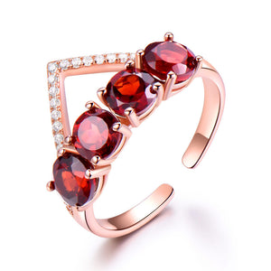 925 Sterling Silver Natural Garnet Ring Gemstone Rings