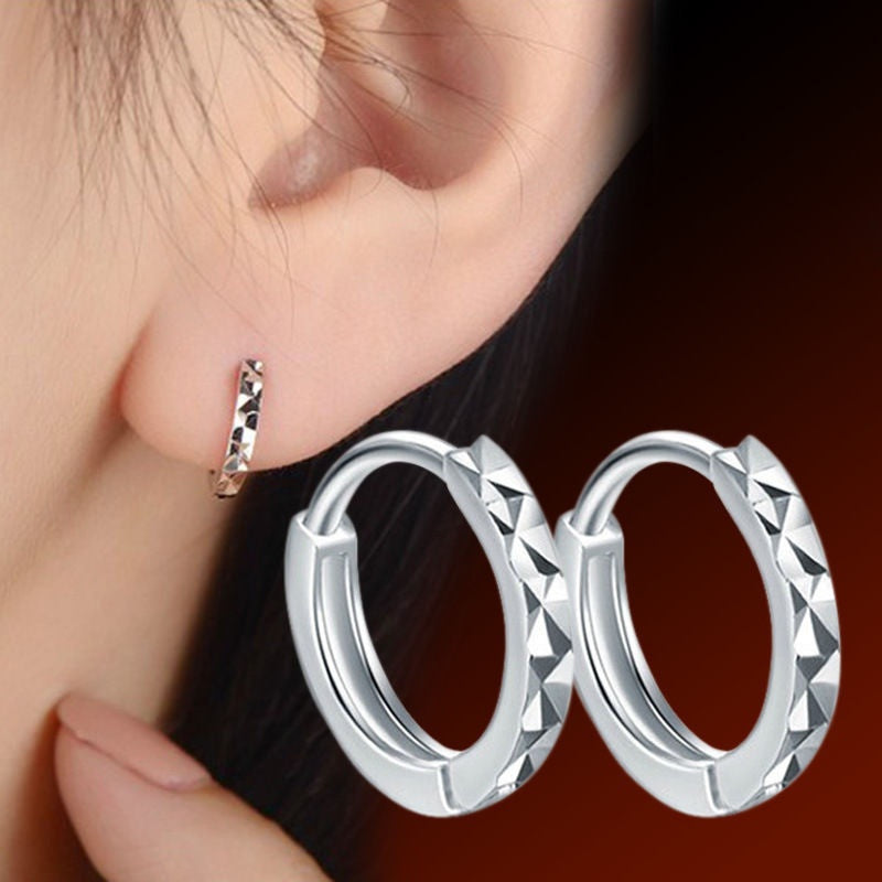 925 Sterling Silver Simple Ear Clip Ear Stud Hoop Earrings