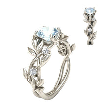 Load image into Gallery viewer, Ring Stylish Hot Flower Olive Leaf Shape Finger Ring Crystal Blue Diamond Ring Jewelry for Women