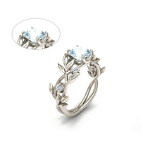 Load image into Gallery viewer, Ring Stylish Hot Flower Olive Leaf Shape Finger Ring Crystal Blue Diamond Ring Jewelry for Women