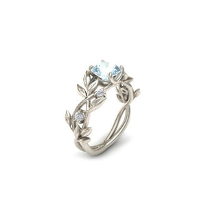 Ring Stylish Hot Flower Olive Leaf Shape Finger Ring Crystal Blue Diamond Ring Jewelry for Women