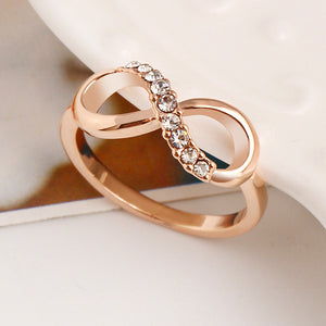 Fashion Alloy Crystal Rings Gold Color Infinity Ring