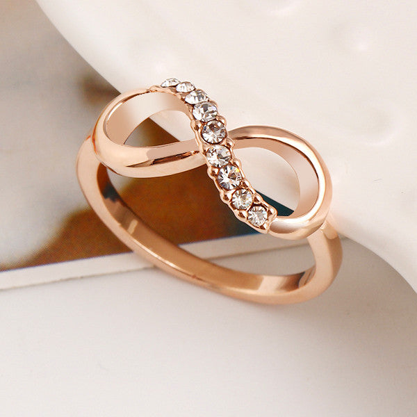 Fashion Alloy Crystal Rings Gold Color Infinity Ring