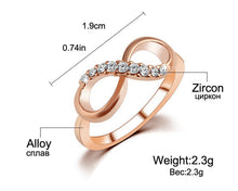 Load image into Gallery viewer, Fashion Alloy Crystal Rings Gold Color Infinity Ring