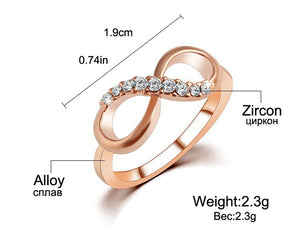 Fashion Alloy Crystal Rings Gold Color Infinity Ring