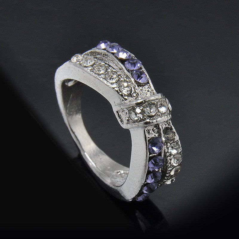 Fashion Women Cross Ring Diamond Jewelry Wedding Engagement Ring Pink