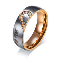 Load image into Gallery viewer, Rose Gold &amp; Onyx Black Matte Finished &#39;Queen &amp; King&#39; Rings