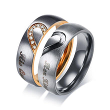 Load image into Gallery viewer, Rose Gold &amp; Onyx Black Matte Finished &#39;Queen &amp; King&#39; Rings